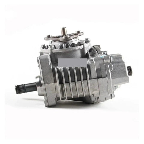 Heavy Duty Transfer Case Assembly For AWD And 4WD Vehicles Beefed Up Thick Shell For Durability And Quiet Easy Install No Tools Required Replaces Tiguan Passat 4 Motion And Q3 Quattro Built Tough For Smooth Daily Driving And Off Road. silver transfer case assembly with splined shafts, thick shell, side view
