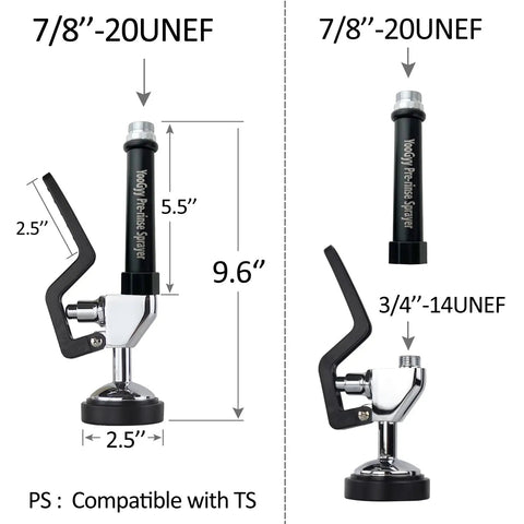 Dimensions of Commercial Sink Sprayer Replacement Kit with Handle Grip, 9.6 inch height, Brass Construction, Black