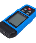 Straight Up Solid Dual Channel Thermometer With High Temp Digital Thermocouple 5999 Data Log Storage Usb Rechargeable Runs All Day Built Tough For Industrial K And J Type Probes handheld blue digital thermometer with key buttons and LCD display