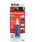 Blue Thread Locker For Metal Threads 6 ml Anaerobic Locking Adhesive Cures Between Engaged Threads To Lock Down A Tight Secure Joint While Keeping Nuts And Bolts From Loosening Yet Easy To Remove When Needed product packaging.