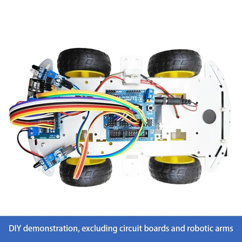 DIY Robot Smart Car Metal Chassis Kit With 4WD TT Motors And Speed Encoder Learn Arduino Microbit Raspberry Pi For Adults 15 Plus Unassembled