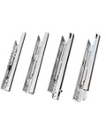 Professional Grade Hidden Undermount Drawer Slides Pair Heavy Duty Cabinet Hardware in sleek stainless steel finish.
