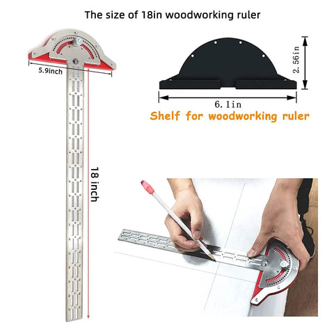 Dope Protractor Angle Finder And Woodworking Ruler Set With T Square And T Ruler Straight Edge Inch Ruler Multi Function Tool Kit