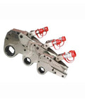 Heavy Duty Hydraulic Torque Wrench Featuring Hollow Body And Square Drive Built Like A Tank For Knocking Down Stubborn Bolts Ridiculously Precise Garage Ready Gear with three red hydraulic valves.