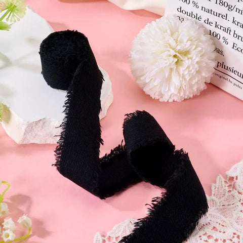 Polycotton Denim Fringe Ribbon 1 Inch Wide Raw Edged 4 Yards Pack For DIY Jewelry Winter Crafts Garment Accessories