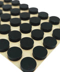 Black silicone bumpers with 3M adhesive backing, 10x3mm size, shown on a sheet. Perfect for protecting cabinets, drawers, and electronics.
