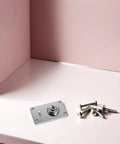 Cool Vintage Iron Luggage Locks With Dual Security For Suitcases And Toolboxes Easy Install on pink surface with screws.