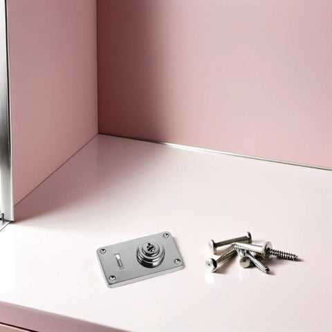 Cool Vintage Iron Luggage Locks With Dual Security For Suitcases And Toolboxes Easy Install on pink surface with screws.