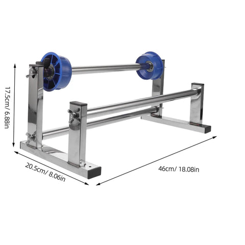 Manual Film Roll Holder For Cargo Wrapping, Lightweight Metal Plastic Unwinding Frame, 46cm wide with blue reels