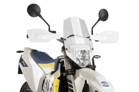 Front view of New Generation Windshield For Husqvarna 701 Clear 9867W 3mm Methacrylate Shield With Sick Aerodynamics