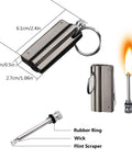 Forever Flint Fire Starter Infinity Lighter Keychain With Bottle Opener And Multitool For Men, product dimensions and parts diagram