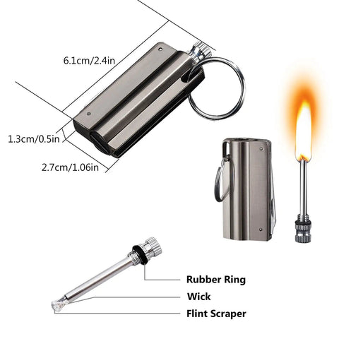 Forever Flint Fire Starter Infinity Lighter Keychain With Bottle Opener And Multitool For Men, product dimensions and parts diagram