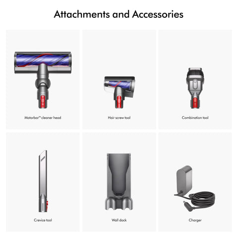 Attachments for Cordless Vacuum With Motorbar Cleaner Head For Hardwood Floors And Carpets, Detangles Hair, Converts To Handheld