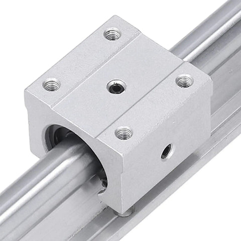 Two Piece 300mm Steel Linear Rail Guide With SBR16 Slide Block For CNC Parts Delivers Smooth Accurate Motion And Easy Installation For Precise Machining And Automation Gear. SBR16 block close-up
