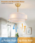 XINGSIYUELYX Gold Ceiling Fan with powerful reversible motor and elegant design, suitable for all seasons.