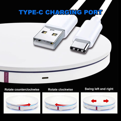 Heavy Duty 300 Lbs Motorized Rotating Display Stand For Photography And 3D Scanning, Electric Turntable With Remote Control shown with Type-C charging port.