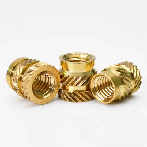 Cool Brass Knurled Insert Nuts For 3D Printing M2 To M6 with detailed threading for secure fit and high stress durability.