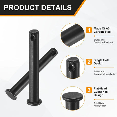 4 Pack M8x55mm Single Hole Clevis Pins Black Heavy Duty for Quick Assembly and Reliable Fastening in Auto, Farm, Aviation, Construction, and Rigging Projects for Industrial Uses, A3 steel