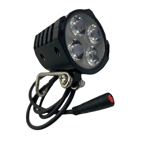 Ultra Bright 12W 300 Lux E Bike Front Headlight with 2 Pin Waterproof Connector for 48V 36V Mountain Bikes Folding Bikes and E Scooters