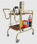 Knockout Two Tier Serving Cart Built Tough With Smooth Ride Casters Stainless Steel Kitchen Bar Trolley with drinks and snacks