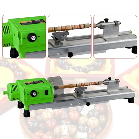 Green Mini Wood Lathe for Benchtop DIY Projects with accessories, Micro Woodturning Lathe With Grinding and Polishing.
