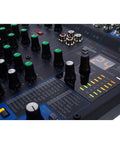 Close-up of 10 Channel Studio Mixer With USB And SPX Digital Effects, Class A D PRE Preamps, Fat Bass And Smooth Highs, 3 Band EQ