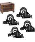 Heavy Duty Four Pack Two Inch Silent Glide Casters With Dual Lock Brakes Smooth Ball Bearing Swivel Wheels for furniture storage.