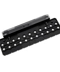 Cabinet Shelf Pin Jig With Quarter Inch Drill Guides For Straight Holes And Drilling Template, ABS material, top view.