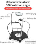 Helping Hands Soldering Station With 3X Magnifier Third Hand PCB Holder showing metal arms and magnifying glass.
