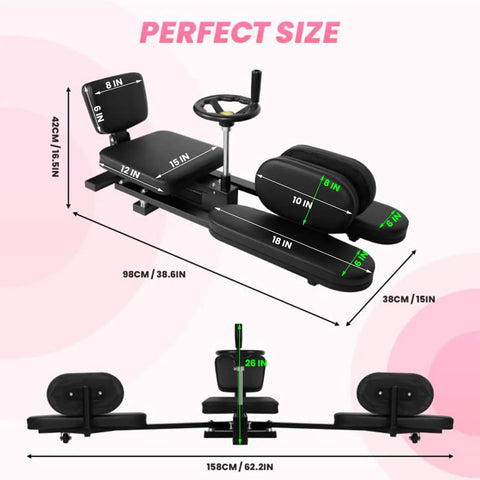 Heavy Duty Leg Split Stretcher Machine For Flexibility And Hip Stretching, 550 Lbs Capacity, Home Gym Equipment For Yoga Dance Martial Arts, Steel Frame With Memory Foam Leg Pads And Leather Backrest, 98cm dimensions shown