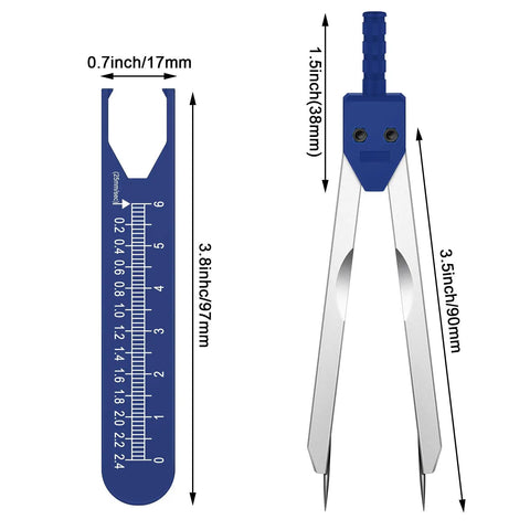 8 Pack EKG Calipers With Ruler, Stainless Steel ECG Measuring Tools For Nursing, Precise Electrocardiogram Drafting Divider In Blue, Durable, Rust Resistant And Easy To Use In Hospital Settings, 3.8in