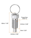 2 Pack M16 Spring Plunger Pins M16 X 1.5 Thread 0.96 Inch Body 10 Millimeter Pin Flat Head High Carbon Steel with dimensions.