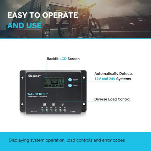 Backlit LCD on 10 Amp 12V and 24V PWM Negative Ground Solar Charge Controller With LCD Display For AGM Gel Flooded And Lithium Batteries