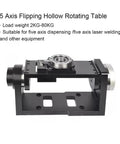 Built Tough Fifth Axis Cnc Hollow Rotary Table With Dead Accurate Servo Platform Designed For Sweet Spot Welding Gluing And Heavy Duty Flip Positioning, showing side view of black metal construction.