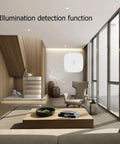 Dope Zigbee MmWave 5.8 GHz Presence Sensor mounted on living room wall for smart home automation