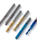 Genmitsu 50-piece tungsten carbide end mill set, 1/8" shank, nano blue coating, PCB/V-Groove, ball nose and straight bits