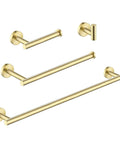 Brushed Gold Stainless Steel Bathroom Hardware Set with toilet paper holder, towel bar, hand towel rail, and robe hook, SUS 304 wall mount.