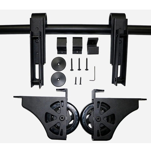 Black Sliding Ladder Door Hardware Kit with Retractable Rolling Ladder Full Track System for Home Indoor Loft components