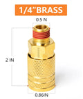 GASHER 2-pack brass male quick-connect air couplers, 1/4-inch NPT threads, front view