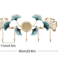 Super Slick Wall Mounted Coat Rack Keeps Entryway Looking Fresh Iron Hooks Hold Coats Bags Scarves Hats Built Tough Zero Sweat Setup Smooth Living Room Decor Piece, 60x24cm with decorative leaves.