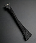 15 Pin Male To Dual Female Power Extension Cable Flat Short Design For Hard Drives Optical Drives Server Racks on dark background.