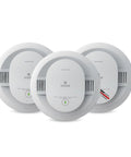 Three Pack 20SAR Smoke Detectors Hardwired With AA Battery Backup For Home Safety, Detects Smoke Faster By Twenty Five Percent, 85 Decibel Alarm With Red LED Visual Alert, front view