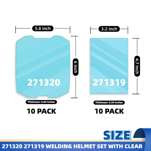 Clear Front And Inside Cover Lenses 20 Pack For Digital Infinity Series Welding Helmet Replacement Set Pro Grade Durable Polycarbonate Safety Lenses For Superior Clarity And Impact Resistance with dimensions