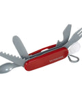 Kids Pocket Knife Toy 4.4 Inch VX Red Swiss Army Style Pretend Tool with realistic plastic stainless steel look.