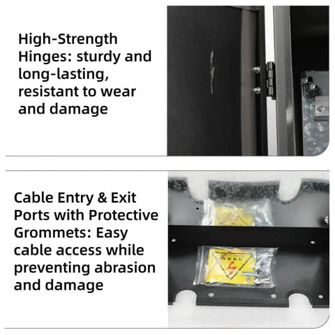 Heavy Duty Ev Station Enclosure With Tempered Glass Front Panel Solid Steel Wall Mount Weatherproof Case Kickass Outside Shield For Electric Vehicle Charging Setup White showing high-strength hinges and cable entry ports.