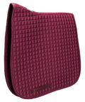 Burgundy saddle pad with quilted design, contour shape, and girth loop. Everyday Dressage Saddle Pad For Horses Black With Wither Relief.