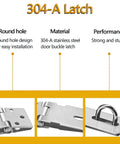 304-A latch with 2 Pieces Stainless Steel Gate Lock Hasp Set For Doors Cabinets Closets And More 3 Inch Silver