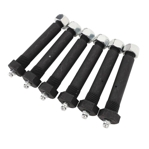 Greaseable Spring Shackle Bolts For Trailer Axles Nine Sixteenth Inch By Three Inch With Lock Nuts And Knurled Shoulder Set Of Six, black steel