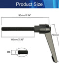 M8 x 60mm Adjustable Clamping Lever Handle Aluminum Alloy Durable Black Finish For Machinery Welding And Printing Equipment Workhorse Grip Heavy-Duty Rust-Resistant Set Of 5, side view with size labels