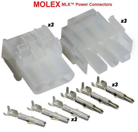 Three Pin Wire Connector Kit With Latch Lock MLX Style 14-20 AWG 2.13mm Diameter Includes Three Male And Three Female 3 Pin Connectors Plus Ten Male And Ten Female Terminals Built Boss Grade For DIY Auto And Electronics Wiring, MLX connectors and terminals